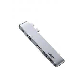 UGREEN 60559 5-in-2 USB-C-keskitin MacBook Pro/Airille, USB-C PD 100W, HDMI 4K, 3x USB 3.0