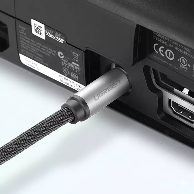Ugreen AV108 10540 digitaalinen optinen audiokaapeli Toslink/SPDIF 2 m harmaa