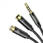 UGREEN AV141 3,5 mm headset-haaroittajakaapeli (1x uros 2x naaras) 20 cm - musta