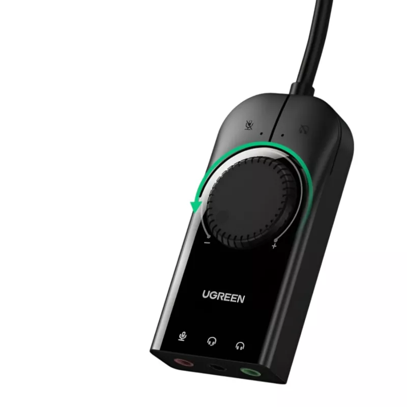 UGREEN CM129 USB-A - 3,5 mm ulkoinen stereoäänisovitin - musta