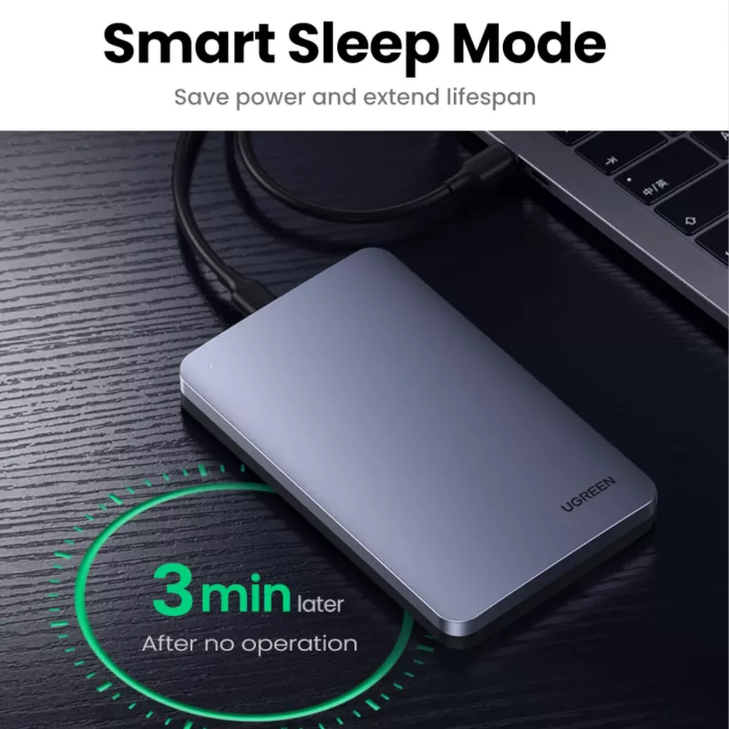 UGREEN CM300 2,5 tuuman USB Type-C kiintolevykotelo - hopea