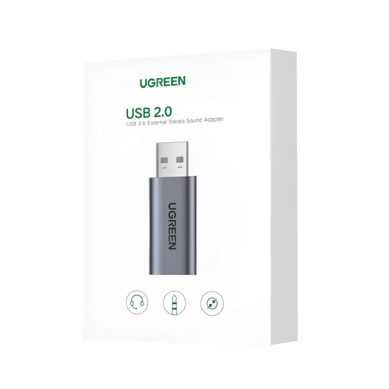 UGREEN CM383-80864 USB-A - 3,5 mm ääniliitäntä ulkoinen äänisovitin - hopea