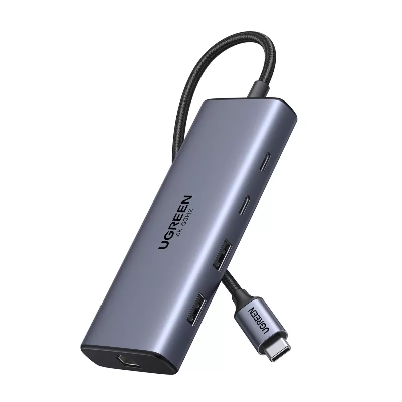 Ugreen CM639 USB-C 10-in-1 -keskitin 2x HDMI, 2x USB, RJ45, SD/TF, PD 100W