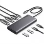 UGREEN CM639 USB-C-keskitin, 2x HDMI, DP, 2x USB-A, 2x USB-C 3.2 10Gbps, PD 100W, 4K 60Hz, 12-in-1