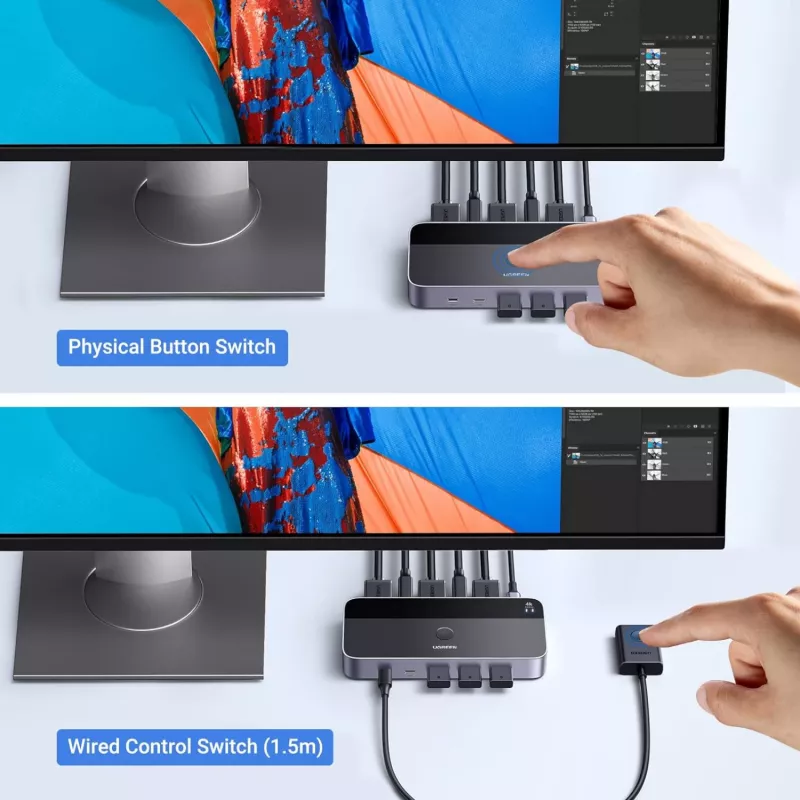UGREEN CM664 KVM-kytkin HDMI 2x1 4K@60Hz musta