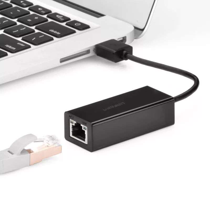 UGREEN CR110 USB 2.0 - RJ45 Ethernet-sovitin - musta