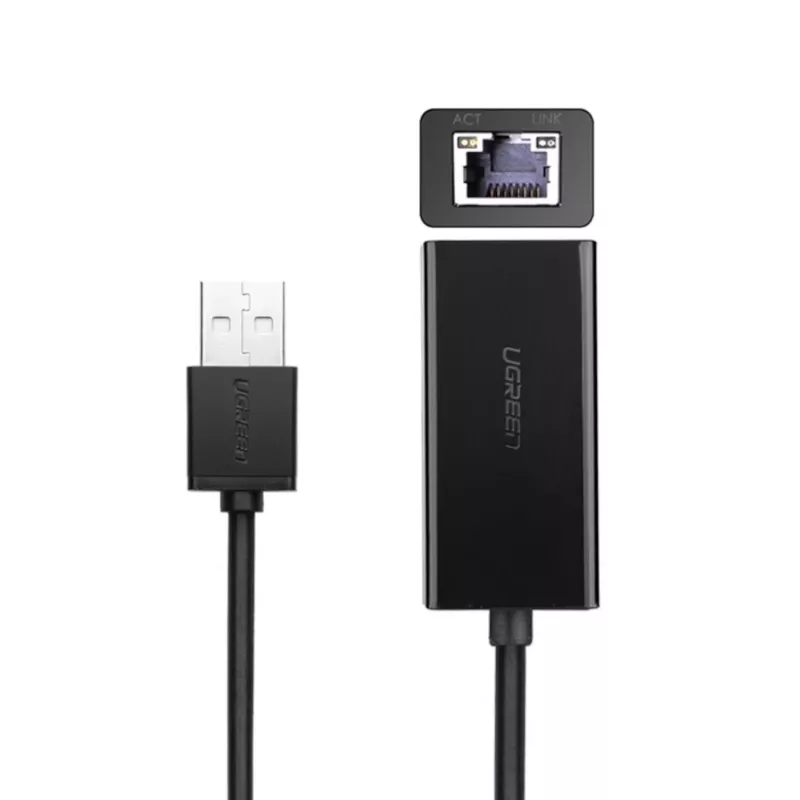 UGREEN CR110 USB 2.0 - RJ45 Ethernet-sovitin - musta