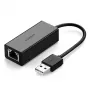 Ugreen ulkoinen verkkokortti RJ45 - USB 2.0 100 Mbps Ethernet musta (CR110 20254)