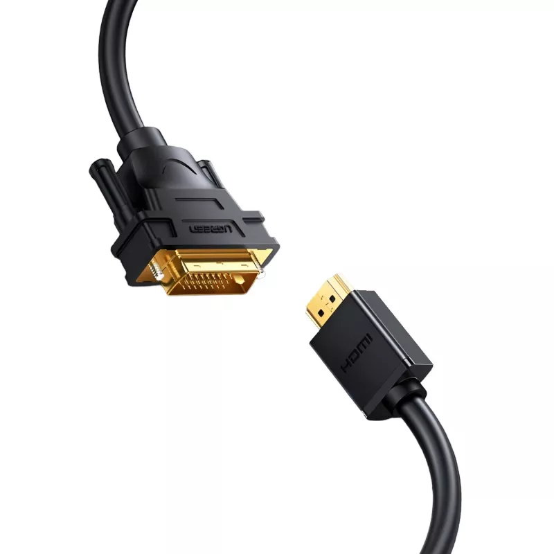 UGREEN HD106 HDMI-DVI-kaapeli, 2m, musta, 1080p, kullattu, kolminkertaisesti suojattu