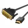 UGREEN HD106 HDMI-DVI-kaapeli, 2m, musta, 1080p, kullattu, kolminkertaisesti suojattu
