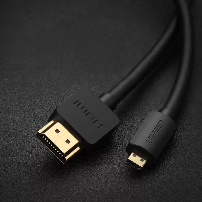 UGREEN HD127 Micro-HDMI–HDMI-kaapeli 4K 3D 1,5 m musta