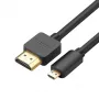 UGREEN HD127 Micro-HDMI–HDMI-kaapeli 4K 3D 1,5 m musta