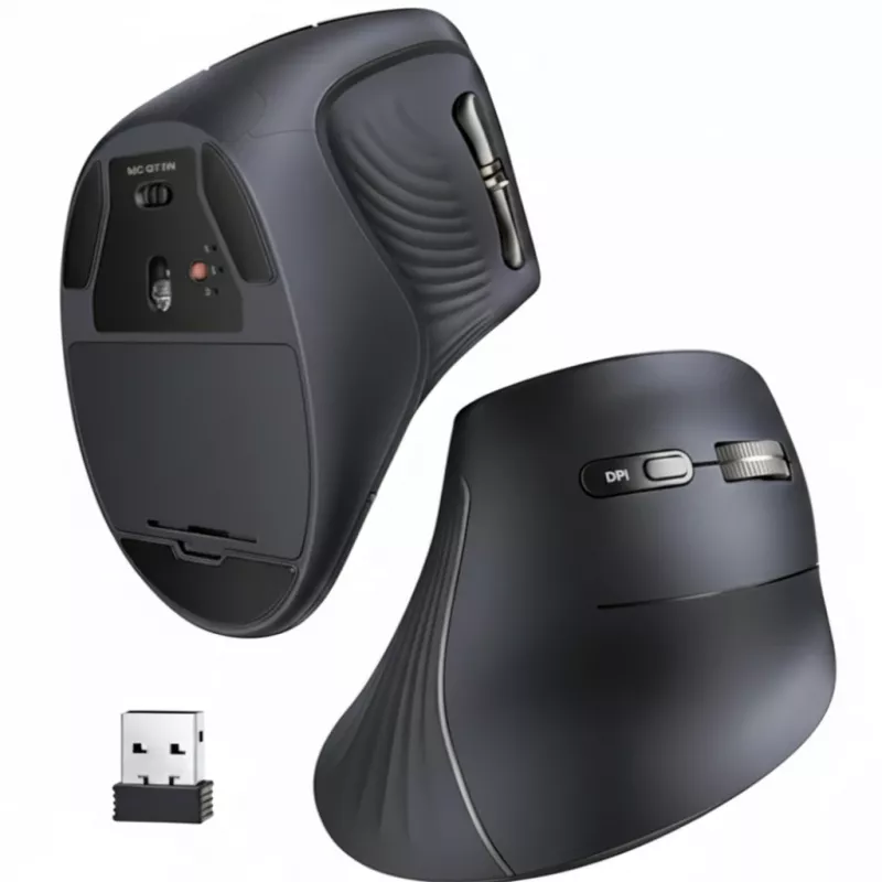 UGREEN monitilainen pystyhiiri Bluetooth ja 2.4G langaton – musta