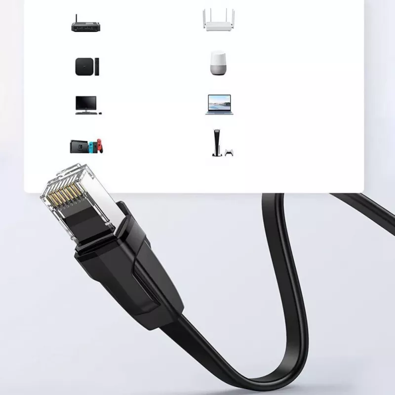 UGREEN NW102 Cat6 litteä Ethernet-verkkokaapeli 8m - musta
