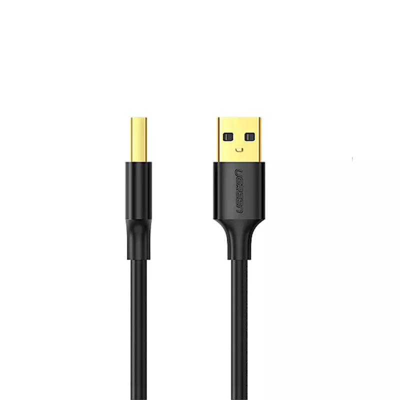 UGREEN US135 USB 2.0 A-B -kaapeli, kullattu, 2 m, musta