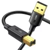 UGREEN US135 USB 2.0 A-B -kaapeli, kullattu, 2 m, musta
