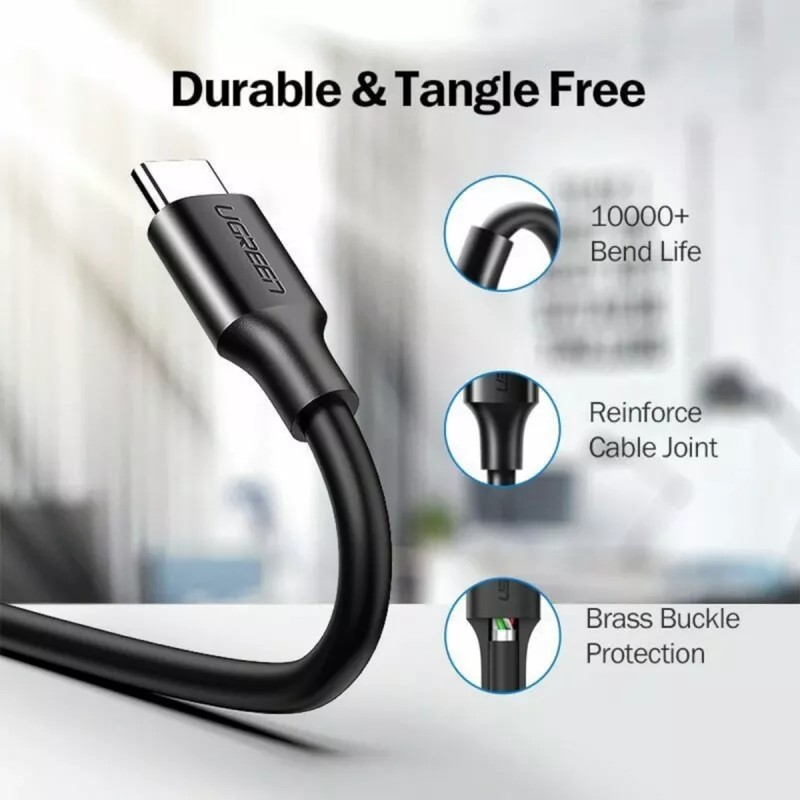 UGREEN US184 USB-A - USB-C 3.0 -kaapeli 1,5 m musta