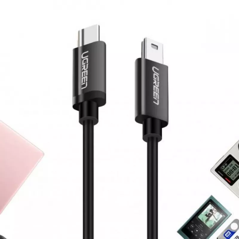 UGREEN US242 USB-C - Mini USB -kaapeli 1m musta
