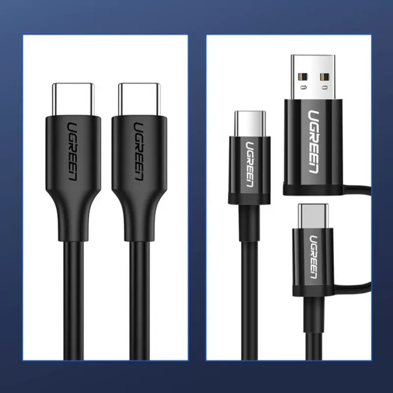 UGREEN US286 USB-C - USB-C-kaapeli 1 m musta - PD QC 3A 480Mbps