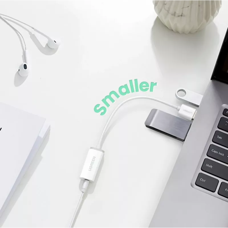UGREEN US288 USB-A–USB-C-kaapeli QC 3.0 3A 1m valkoinen