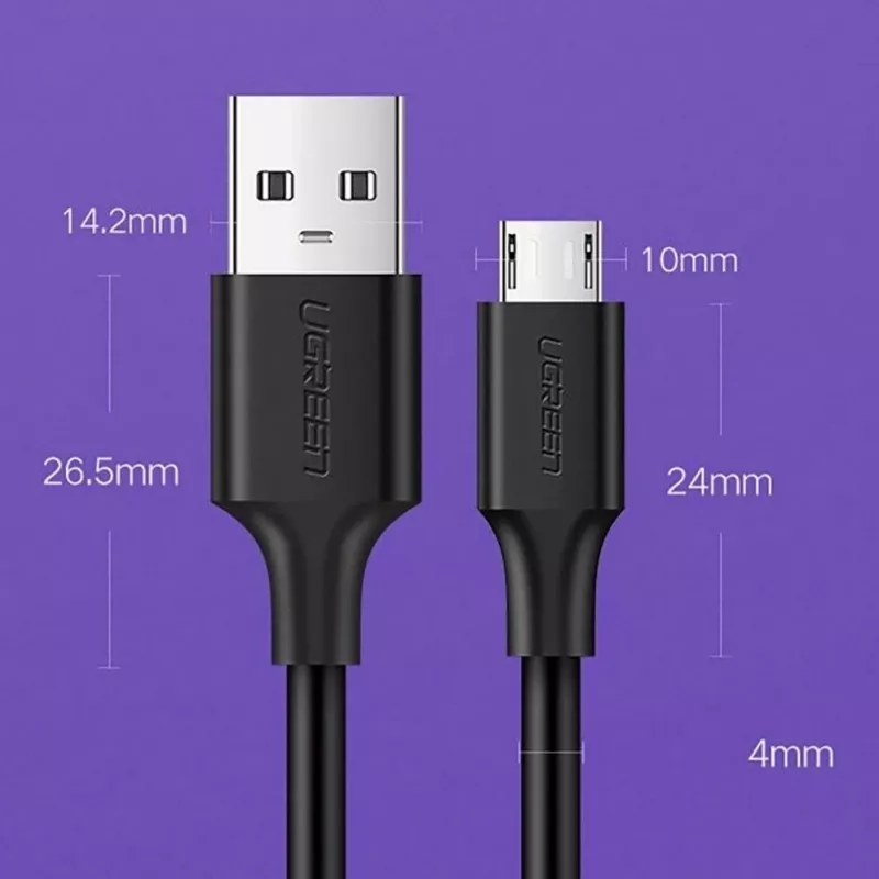 UGREEN US289 Micro USB / USB-A -kaapeli 0,25 m - musta