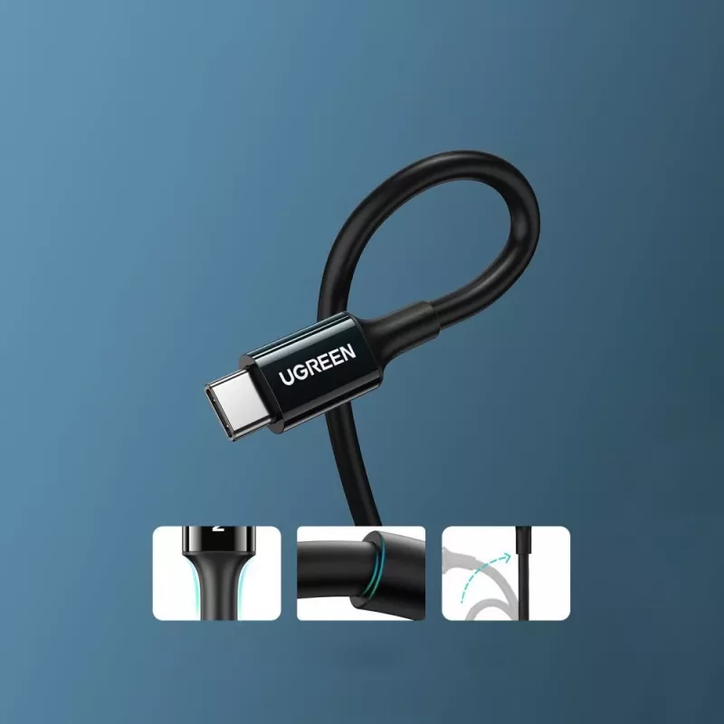 UGREEN US300 USB-C - USB-C -kaapeli 480Mbps 5A 1m musta