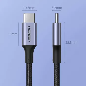UGREEN US316 USB-C - USB-C kaapeli 100W 5A 480Mbps 1,5 m harmaa