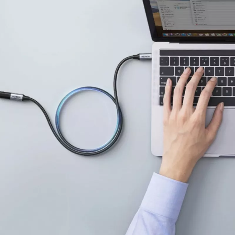 UGREEN US372 USB-C - USB-C -kaapeli 100W 5A 10Gbps 0,5 m harmaa