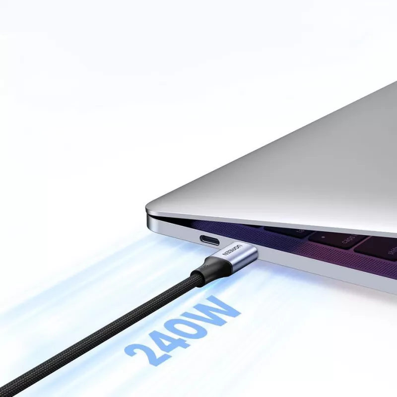 UGREEN US535 USB-C - USB-C PD -kaapeli 240W 5A 1m - harmaa
