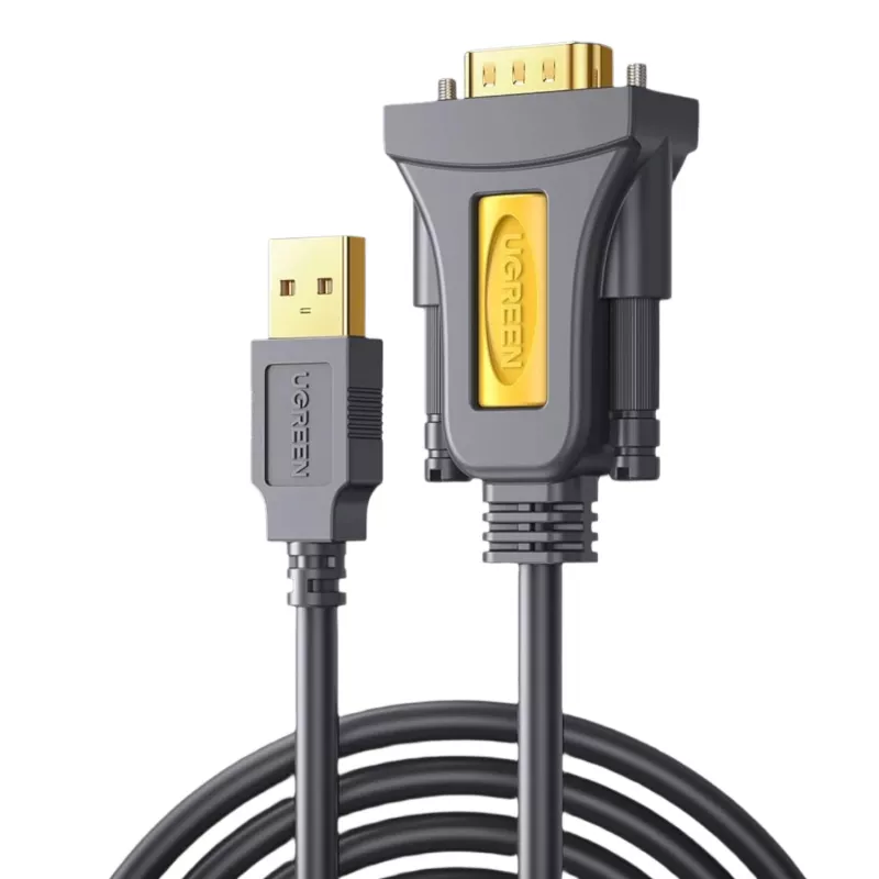 UGREEN USB 2.0 - RS-232 sarjaporttisovitinkaapeli (USB-A uros - DB9 uros) - musta, 1,5 m