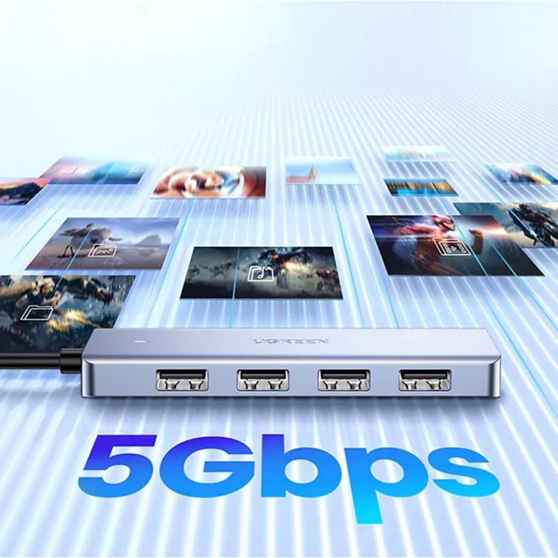 UGREEN USB 3.0 -keskitin 4 porttia 1 m kaapelilla - musta (CM219)