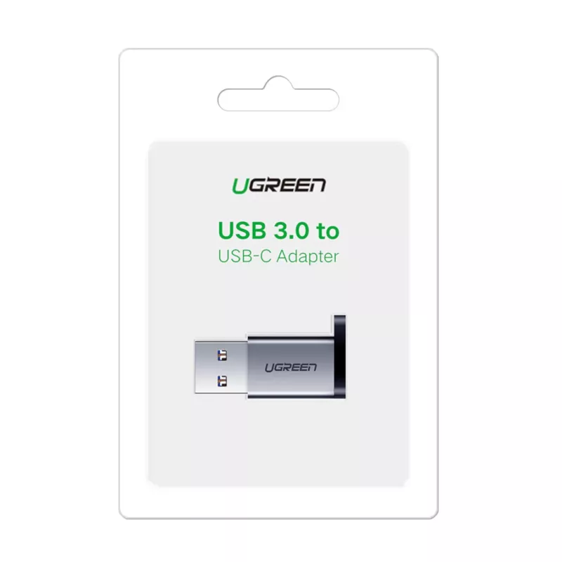 UGREEN USB 3.0 uros - Type-C 3.1 naaras -adapteri, tiedonsiirto ja lataus, Space Gray