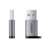 UGREEN USB 3.0 uros - Type-C 3.1 naaras -adapteri, tiedonsiirto ja lataus, Space Gray