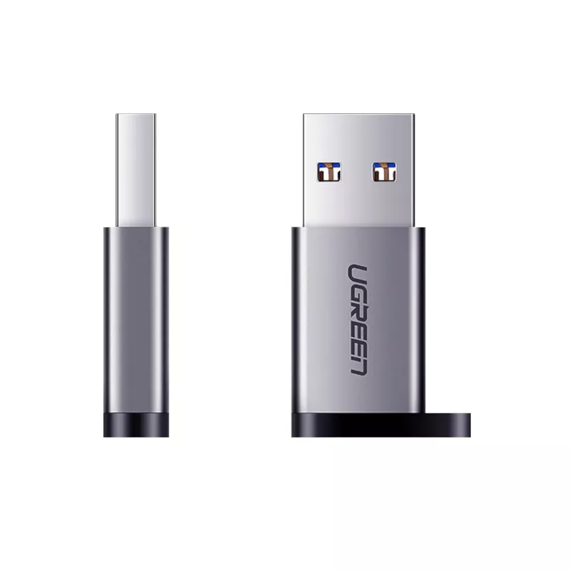 UGREEN USB 3.0 uros - Type-C 3.1 naaras -adapteri, tiedonsiirto ja lataus, Space Gray