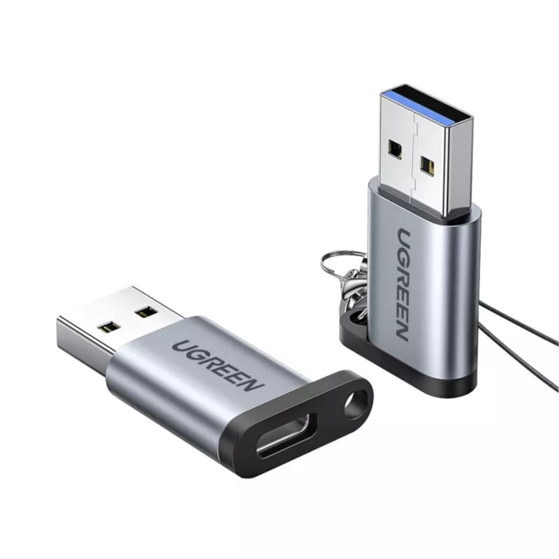UGREEN USB 3.0 uros - Type-C 3.1 naaras -adapteri, tiedonsiirto ja lataus, Space Gray