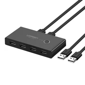 Ugreen USB 3.2 Gen 1 -kytkinrasia 4-porttinen USB-keskitin kahdelle tietokoneelle musta (US216 30768)