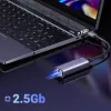 UGREEN USB-A 3.2 Gen 1 - 2.5G Ethernet -sovitin, 2,5 Gbps RJ45 LAN, alumiini, Space Gray, Plug & Play, Realtek RTL8156B, 10 cm kaapeli