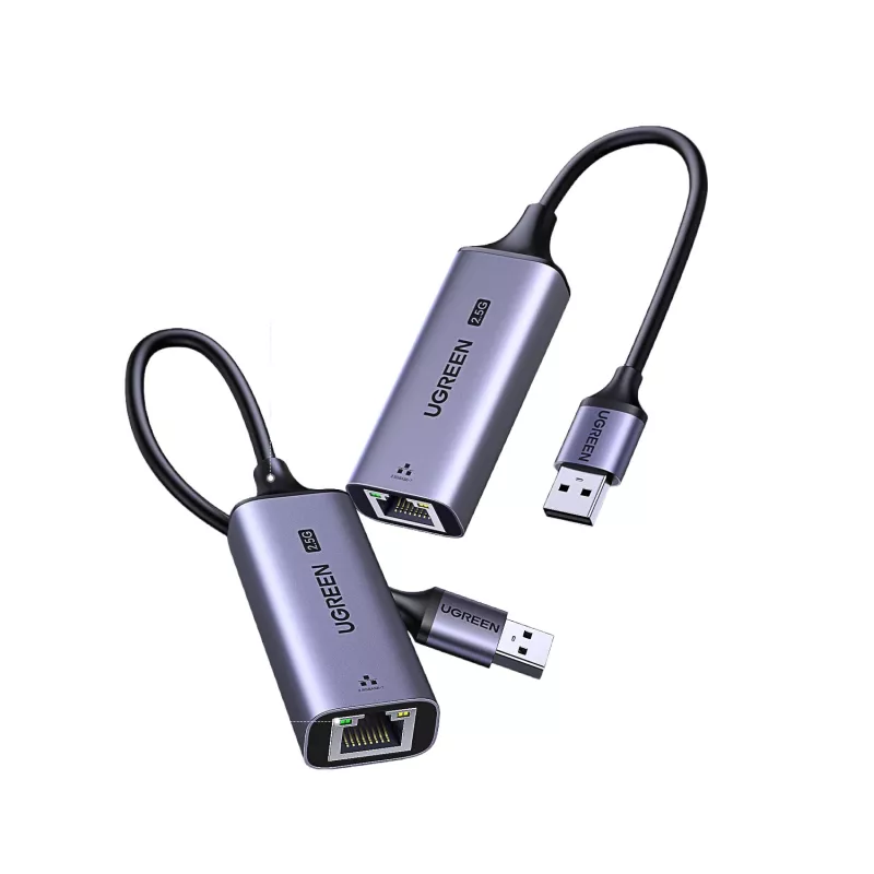 UGREEN USB-A 3.2 Gen 1 - 2.5G Ethernet -sovitin, 2,5 Gbps RJ45 LAN, alumiini, Space Gray, Plug & Play, Realtek RTL8156B, 10 cm kaapeli