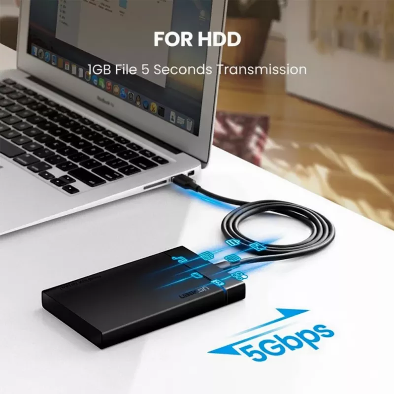 UGREEN USB-A-USB-C 3.0 -kaapeli 1m musta