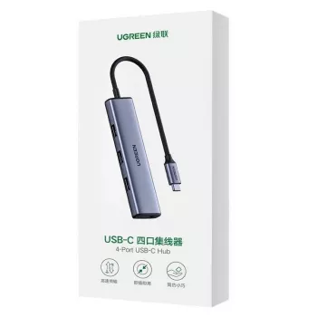 UGREEN USB-C-keskitin 4-porttinen USB 3.2 Gen 1 hopea