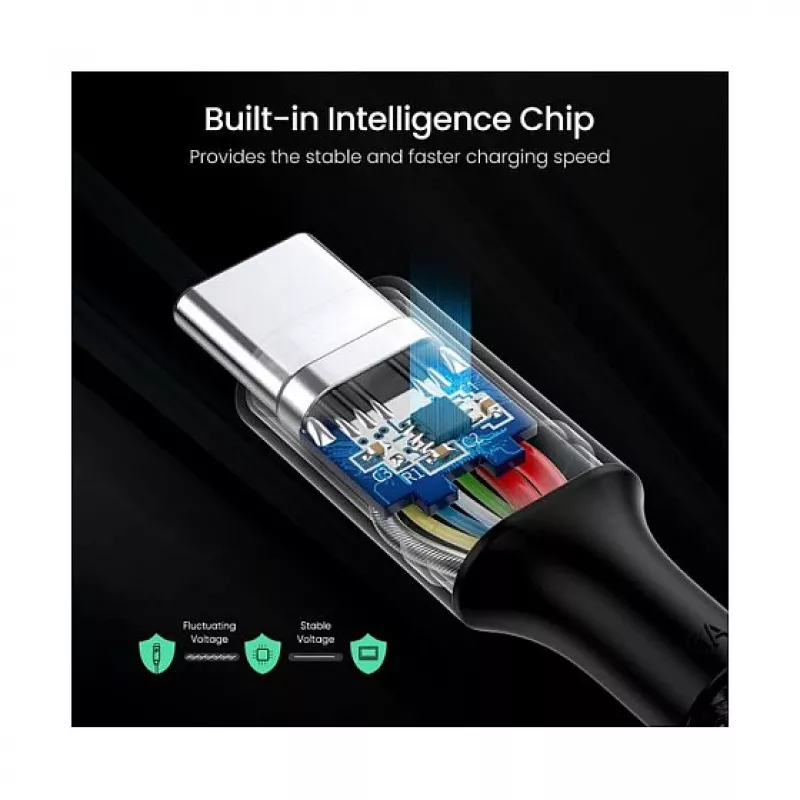 UGREEN USB-C - USB-C 100W punottu nailon-latauskaapeli 2 m musta
