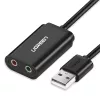 UGREEN USB 3,5 mm ulkoinen stereoäänisovitin - musta