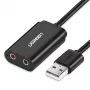 UGREEN USB 3,5 mm ulkoinen stereoäänisovitin - musta