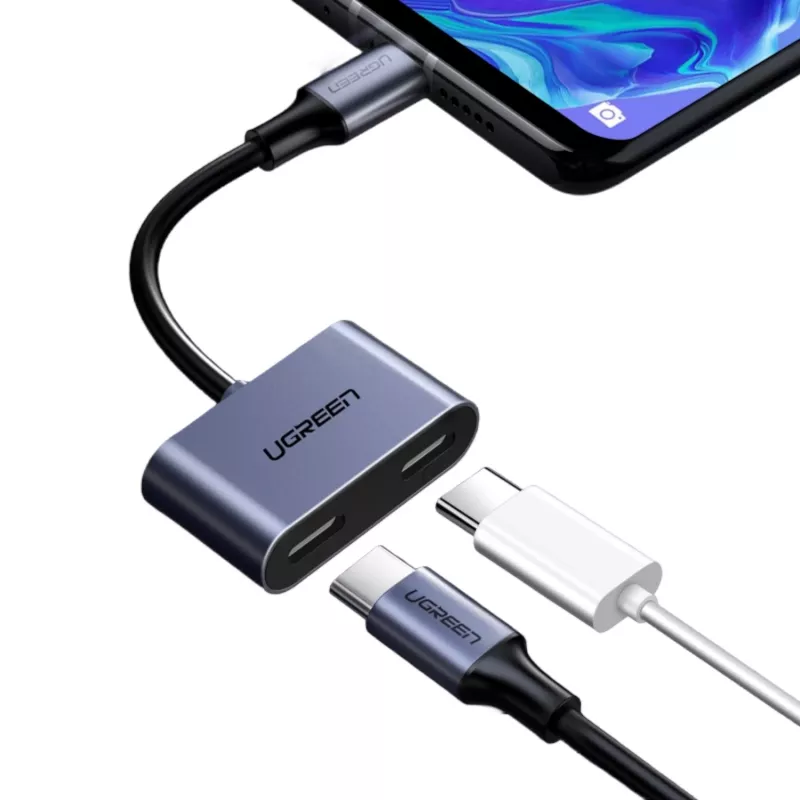 UGREEN USB Type-C kaksoisääni- ja lataussovitin (15W PD, 2-in-1-jakaja)