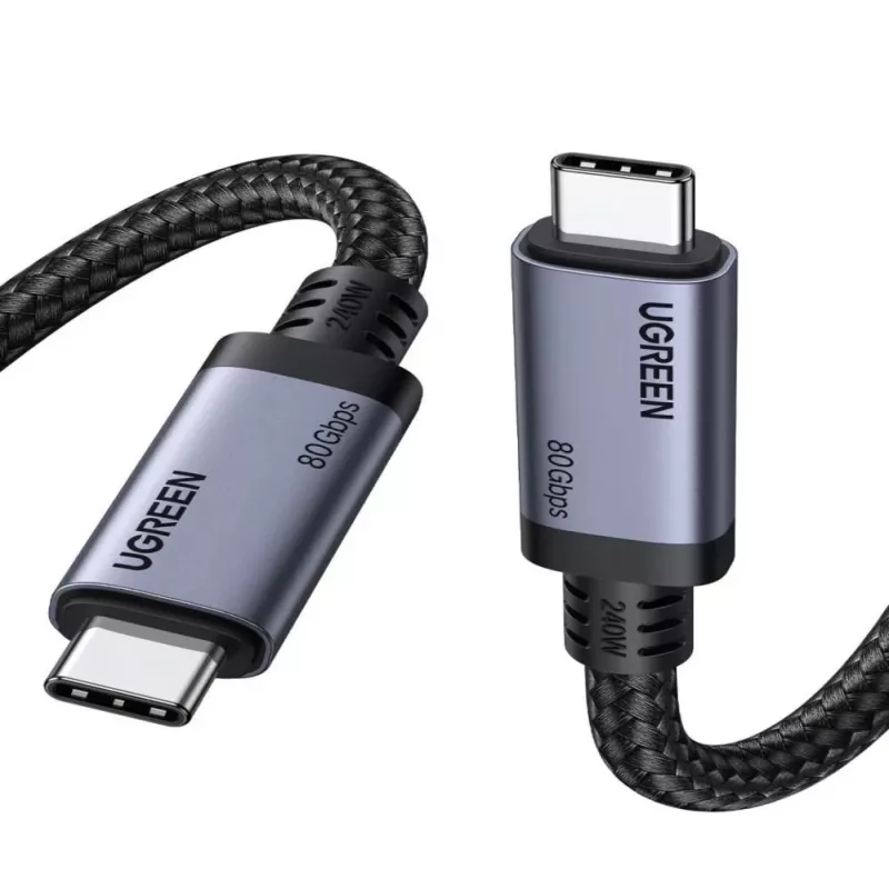 UGREEN USB4 USB-C - USB-C kaapeli 240W 40Gbps 16K@60Hz 80Gbps Thunderbolt 4 yhteensopiva 1m nylon punottu