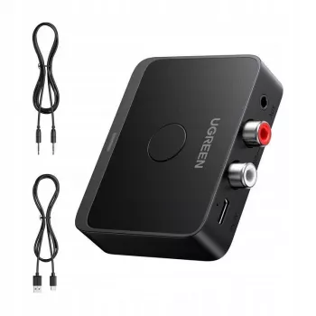 UGREEN 55545 Bluetooth 6.0 LDAC Hi-Res -äänivastaanotin 3,5 mm AUX- ja 2x RCA -lähdöllä, musta