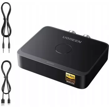 UGREEN 55545 Bluetooth 6.0 LDAC Hi-Res -äänivastaanotin 3,5 mm AUX- ja 2x RCA -lähdöllä, musta