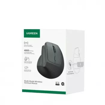 UGREEN langaton pystyhiiri, 2,4 GHz / Bluetooth 5.4, säädettävä DPI, musta