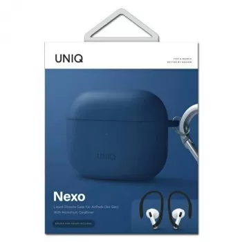 UNIQ Nexo -kotelo AirPods 3 -kuulokkeille + korvakoukut silikoni - sininen