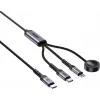 UNITEK 3-in-1 USB-C + Lightning + Apple Watch -latauskaapeli, 100W PD, 480 Mbps, 1,2 m, musta